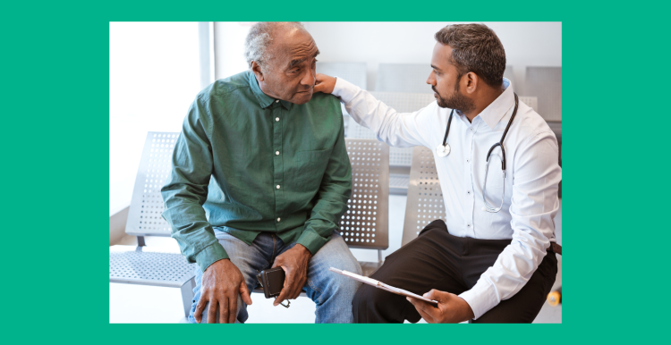 A physician associate speaks with a patient in a hospital setting