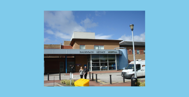 The main entrance of Harrogate district hospital