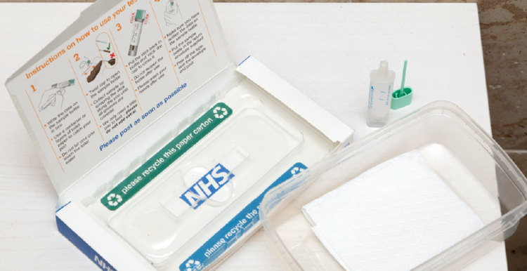A bowel cancer test kit that is sent by the NHS.