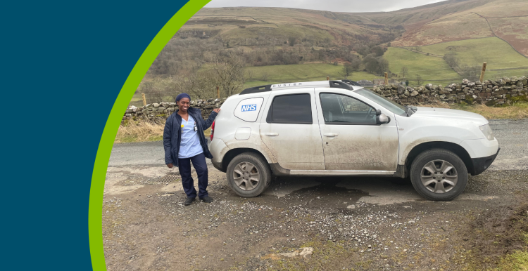 Leyburn community nursing team member with the 4x4 vehicle to help patients in rural areas