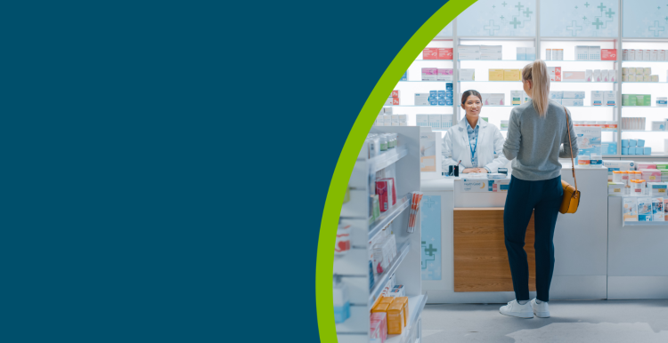 Young person and pharmacist talk at the counter