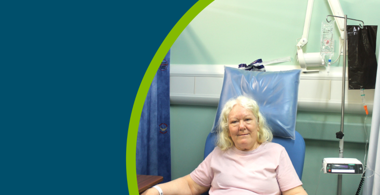 Pamela Mawson using the new treatment chair