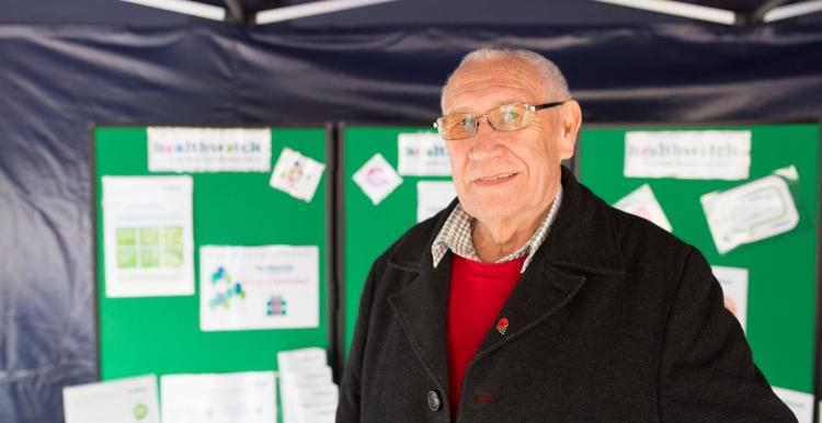 Elderly man at a Healthwatch event