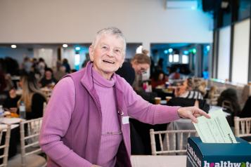 Woman sharing her opinion at an event