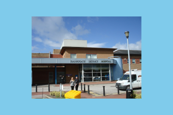 The main entrance of Harrogate district hospital