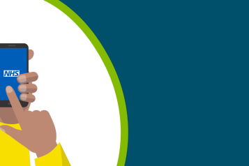 A hand holding a smartphone with a finger clicking on the NHS app.