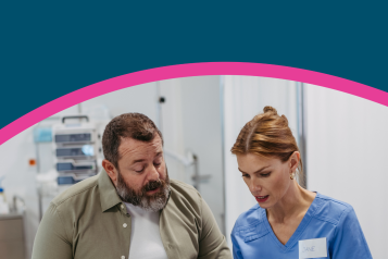 Female doctor consulting with the overweight patient, discussing test result in doctor office.