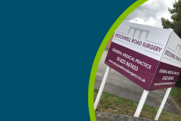 Stockwell Road Surgery external freestanding post sign.