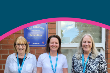 Healthwatch volunteers Diane, Alison and Linda stood outside the Grange Care Home in Selby