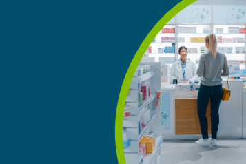Young person and pharmacist talk at the counter