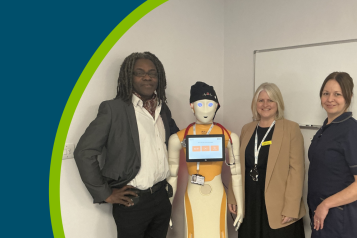 Consultant Dr Ol’Tunde Ashaolu, DAISY, Research Practitioner Anna Waine, and Research Nurse Laura Barman