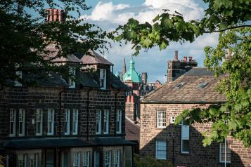 A row of terrace houses  on a street in Harrogate