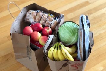 Bags of food items from a foodbank