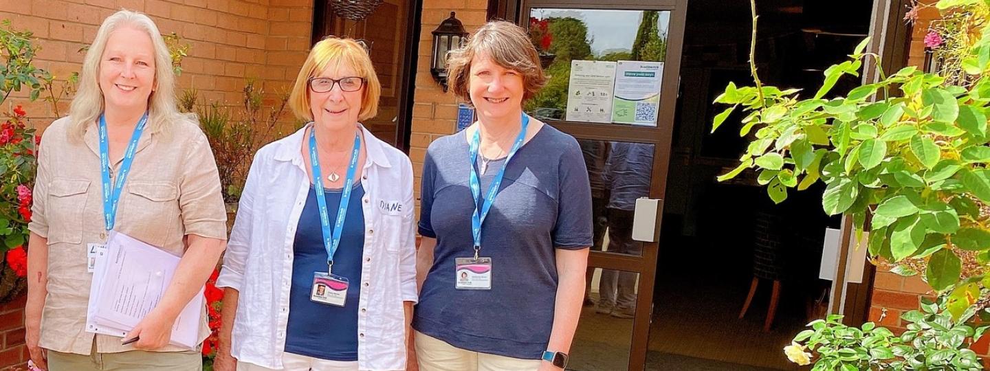 Volunteers at a visit to a care home.