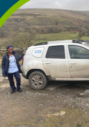 Leyburn community nursing team member with the 4x4 vehicle to help patients in rural areas